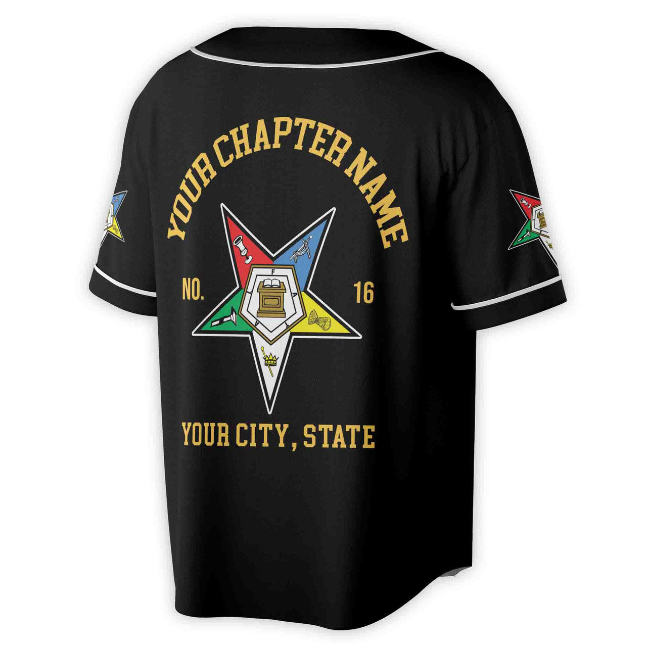 Custom Name Order of the Eastern Star OES Pentagon Down AF&AM Unisex Baseball Jersey S-5XL - FUKAMASONIC