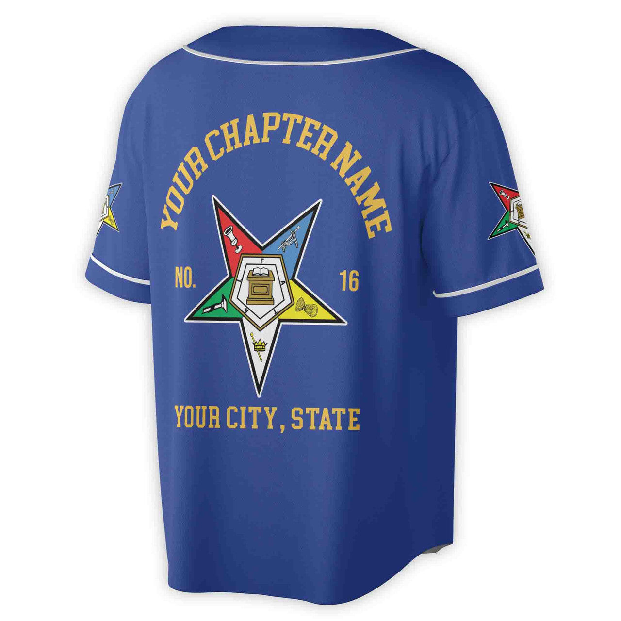 Custom Name Order of the Eastern Star OES Pentagon Down AF&AM Unisex Baseball Jersey S-5XL - FUKAMASONIC