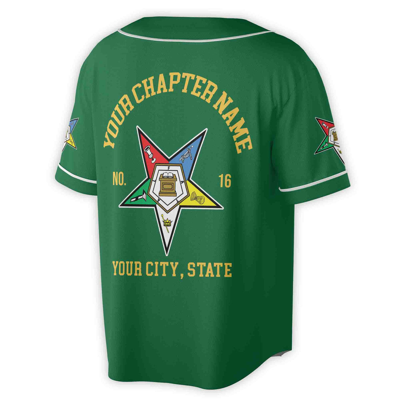 Custom Name Order of the Eastern Star OES Pentagon Down AF&AM Unisex Baseball Jersey S-5XL - FUKAMASONIC