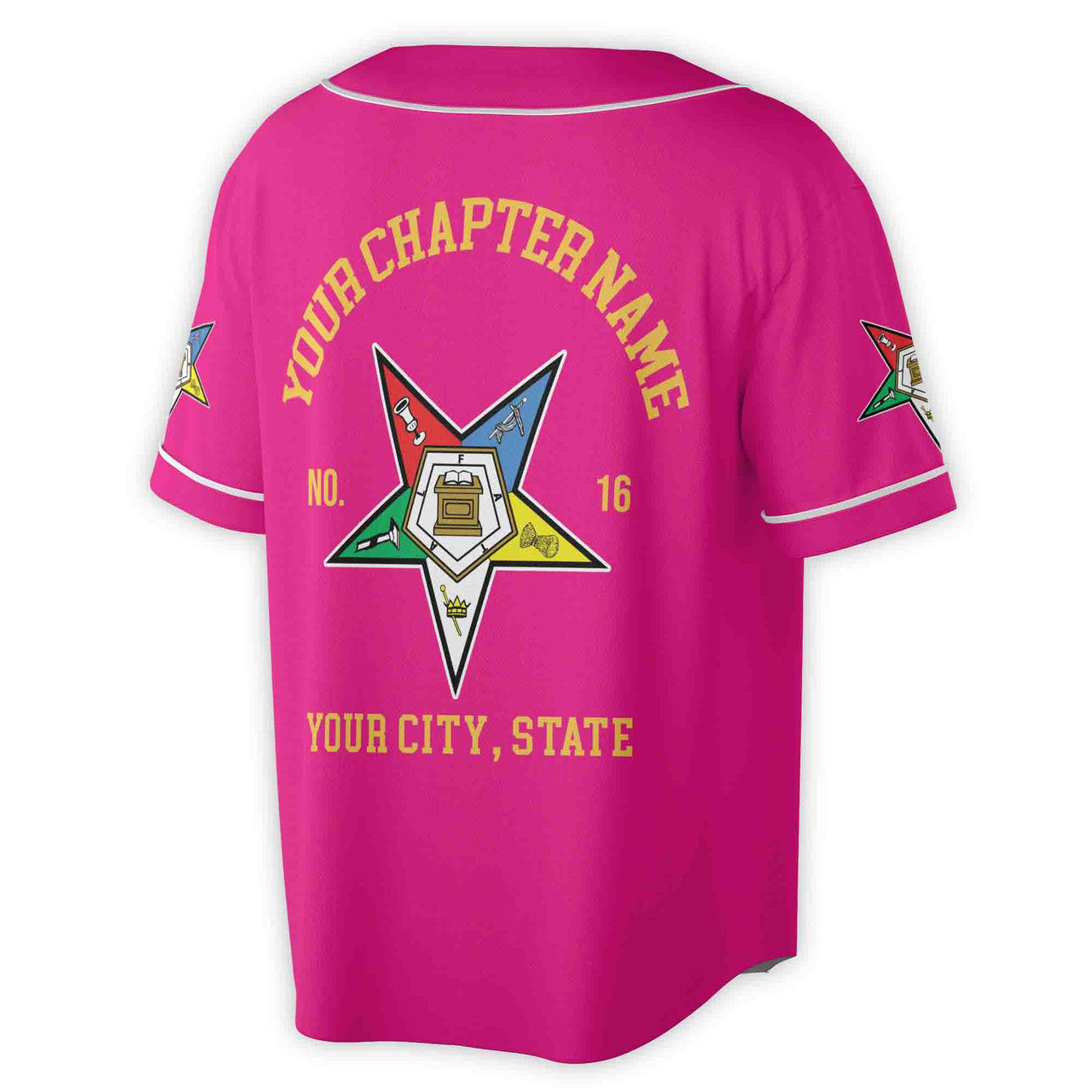 Custom Name Order of the Eastern Star OES Pentagon Down AF&AM Unisex Baseball Jersey S-5XL - FUKAMASONIC