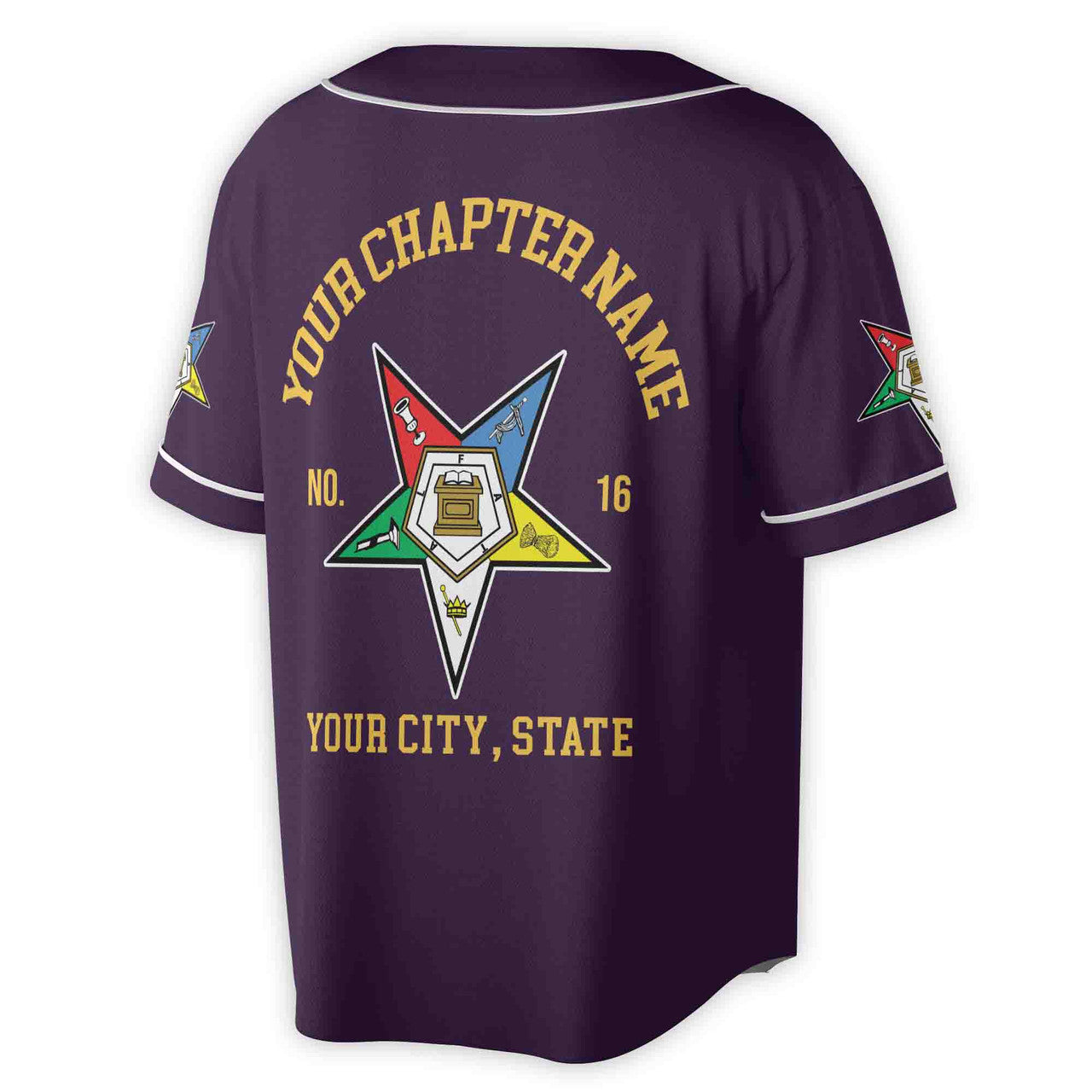 Custom Name Order of the Eastern Star OES Pentagon Down AF&AM Unisex Baseball Jersey S-5XL - FUKAMASONIC