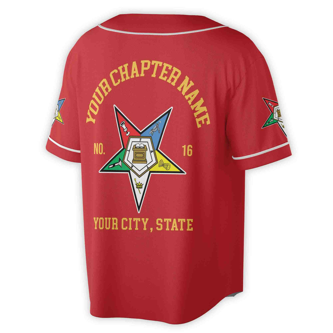 Custom Name Order of the Eastern Star OES Pentagon Down AF&AM Unisex Baseball Jersey S-5XL - FUKAMASONIC