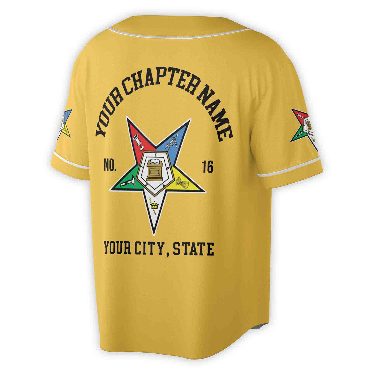Custom Name Order of the Eastern Star OES Pentagon Down AF&AM Unisex Baseball Jersey S-5XL - FUKAMASONIC