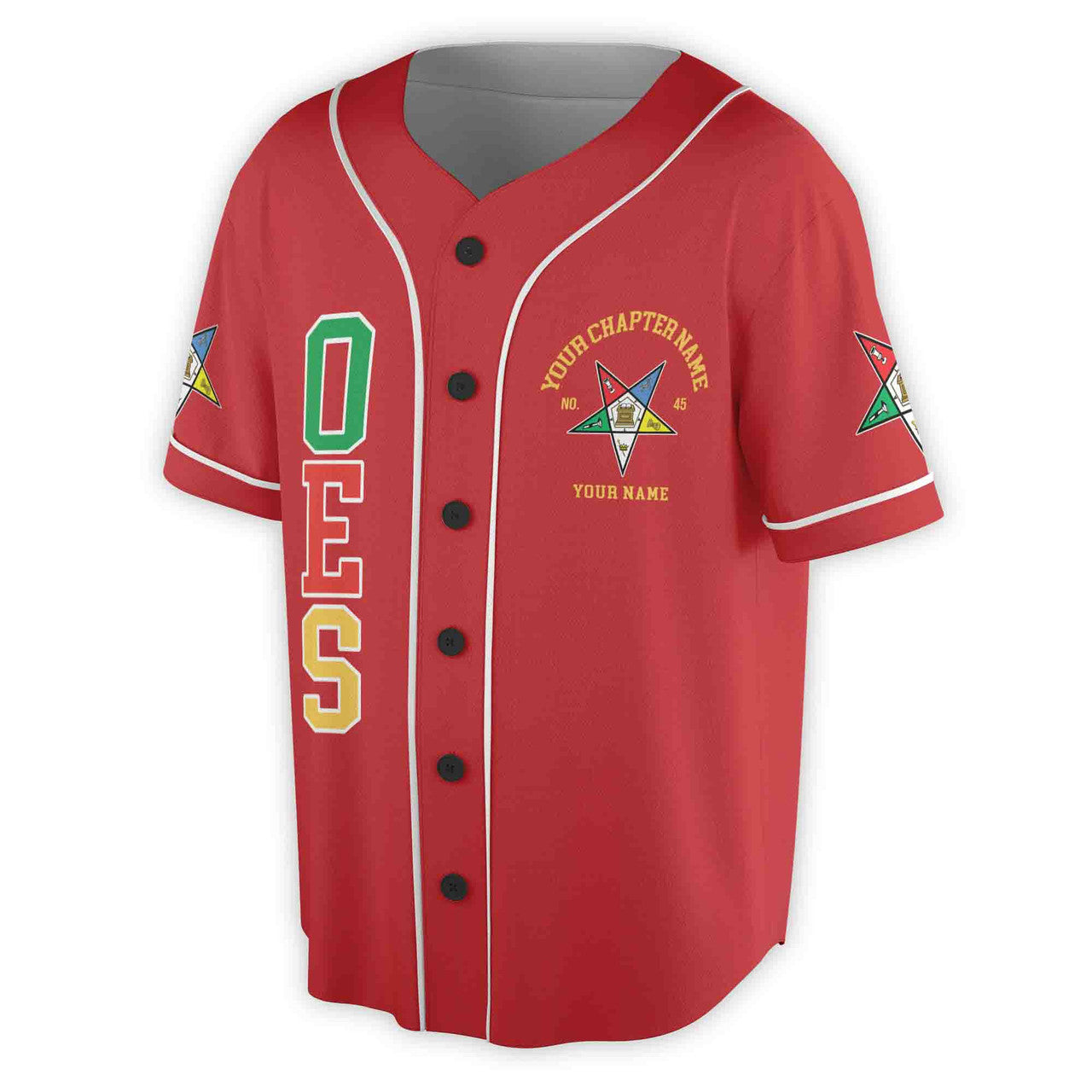Custom Name Order of the Eastern Star OES Pentagon Up PHA Unisex Baseball Jersey S-5XL - FUKAMASONIC
