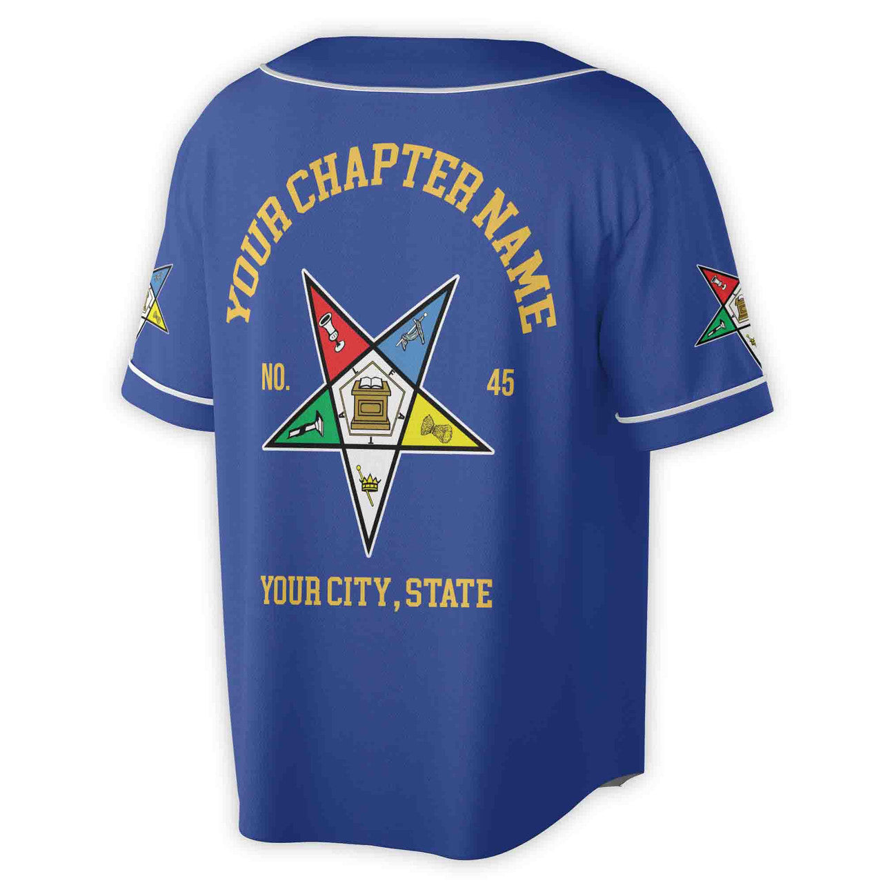 Custom Name Order of the Eastern Star OES Pentagon Up PHA Unisex Baseball Jersey S-5XL - FUKAMASONIC