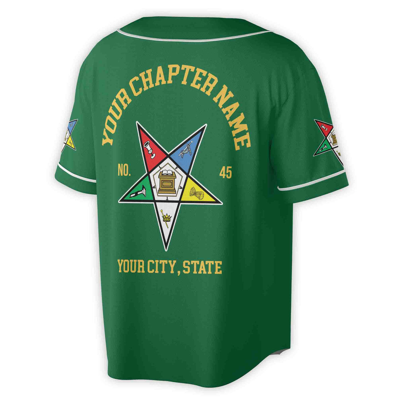 Custom Name Order of the Eastern Star OES Pentagon Up PHA Unisex Baseball Jersey S-5XL - FUKAMASONIC