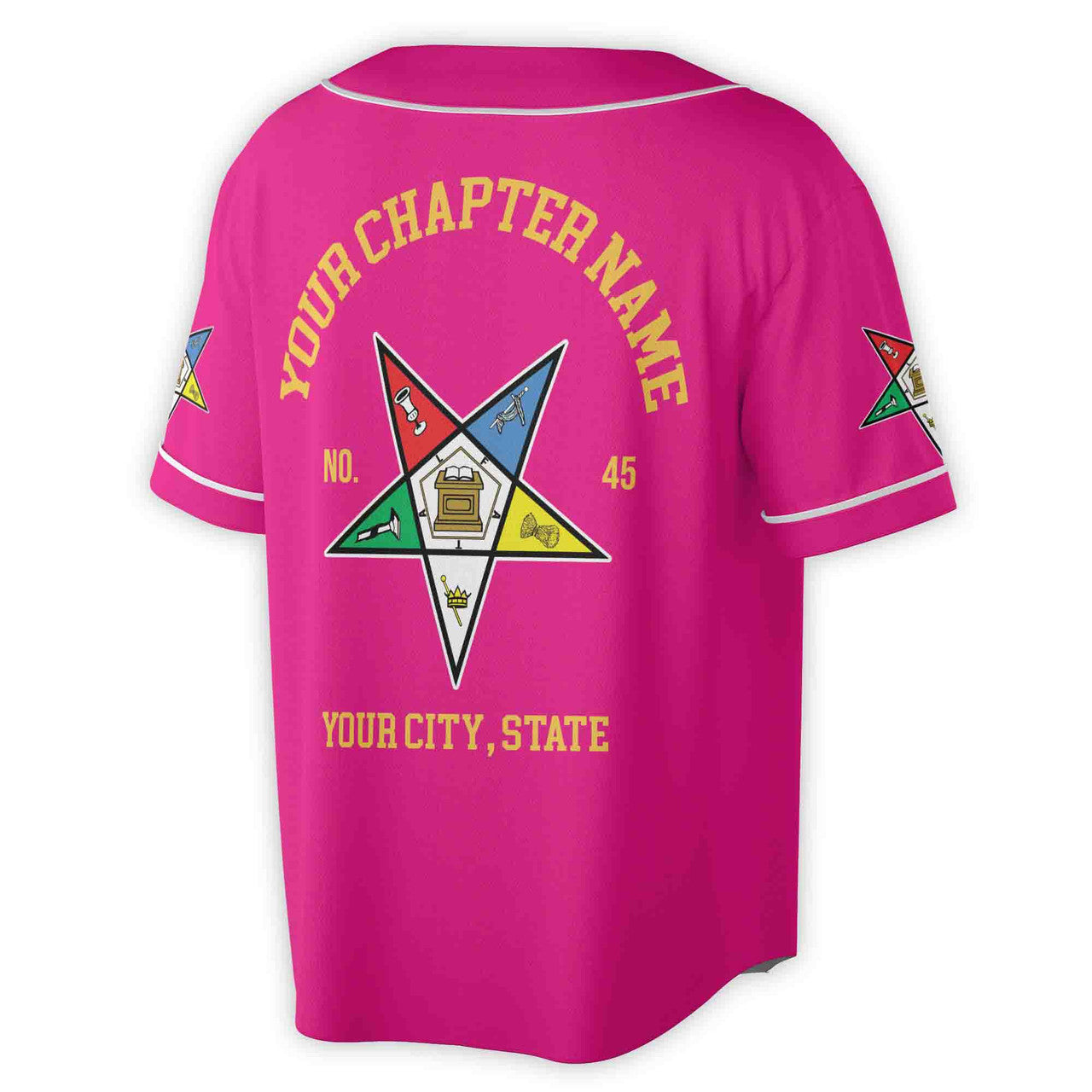 Custom Name Order of the Eastern Star OES Pentagon Up PHA Unisex Baseball Jersey S-5XL - FUKAMASONIC