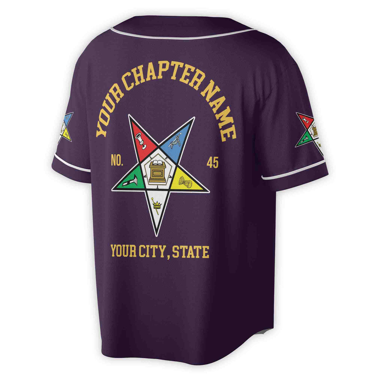 Custom Name Order of the Eastern Star OES Pentagon Up PHA Unisex Baseball Jersey S-5XL - FUKAMASONIC