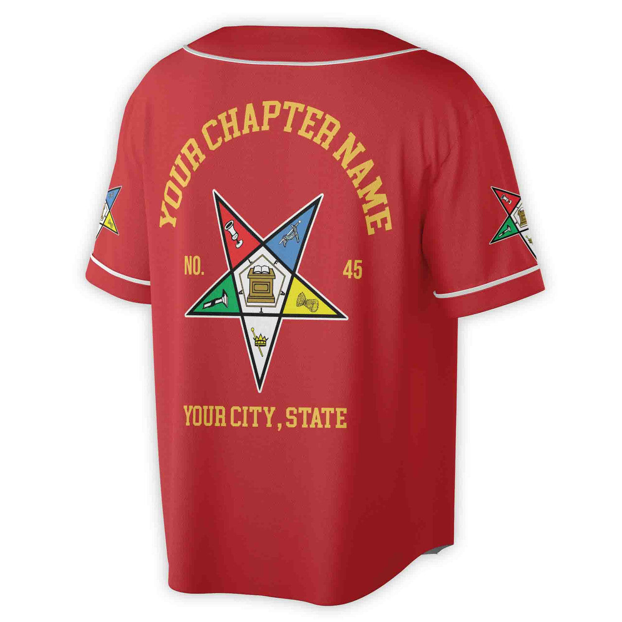 Custom Name Order of the Eastern Star OES Pentagon Up PHA Unisex Baseball Jersey S-5XL - FUKAMASONIC