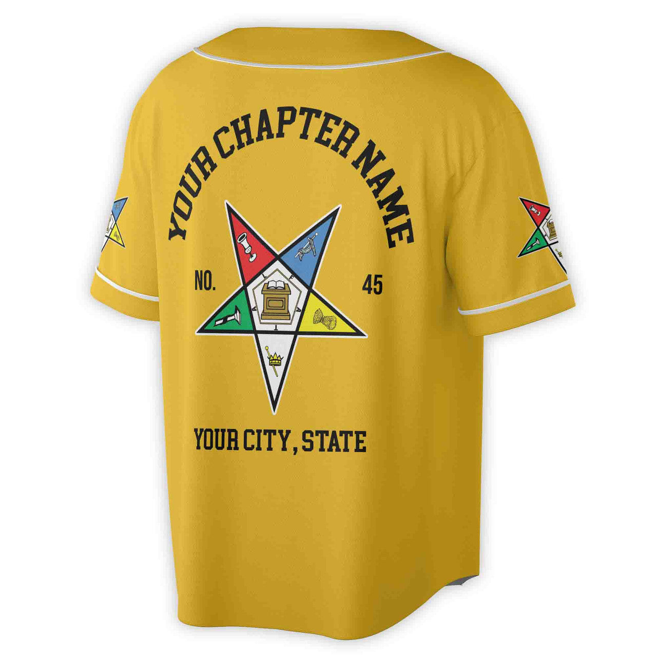 Custom Name Order of the Eastern Star OES Pentagon Up PHA Unisex Baseball Jersey S-5XL - FUKAMASONIC