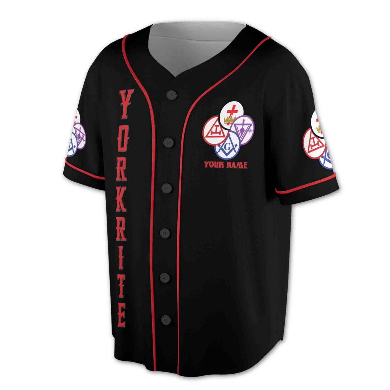 Customize Name Lodge Name York Rite Masonic Freemasonary Freemason Baseball Jersey S-5XL - FUKAMASONIC