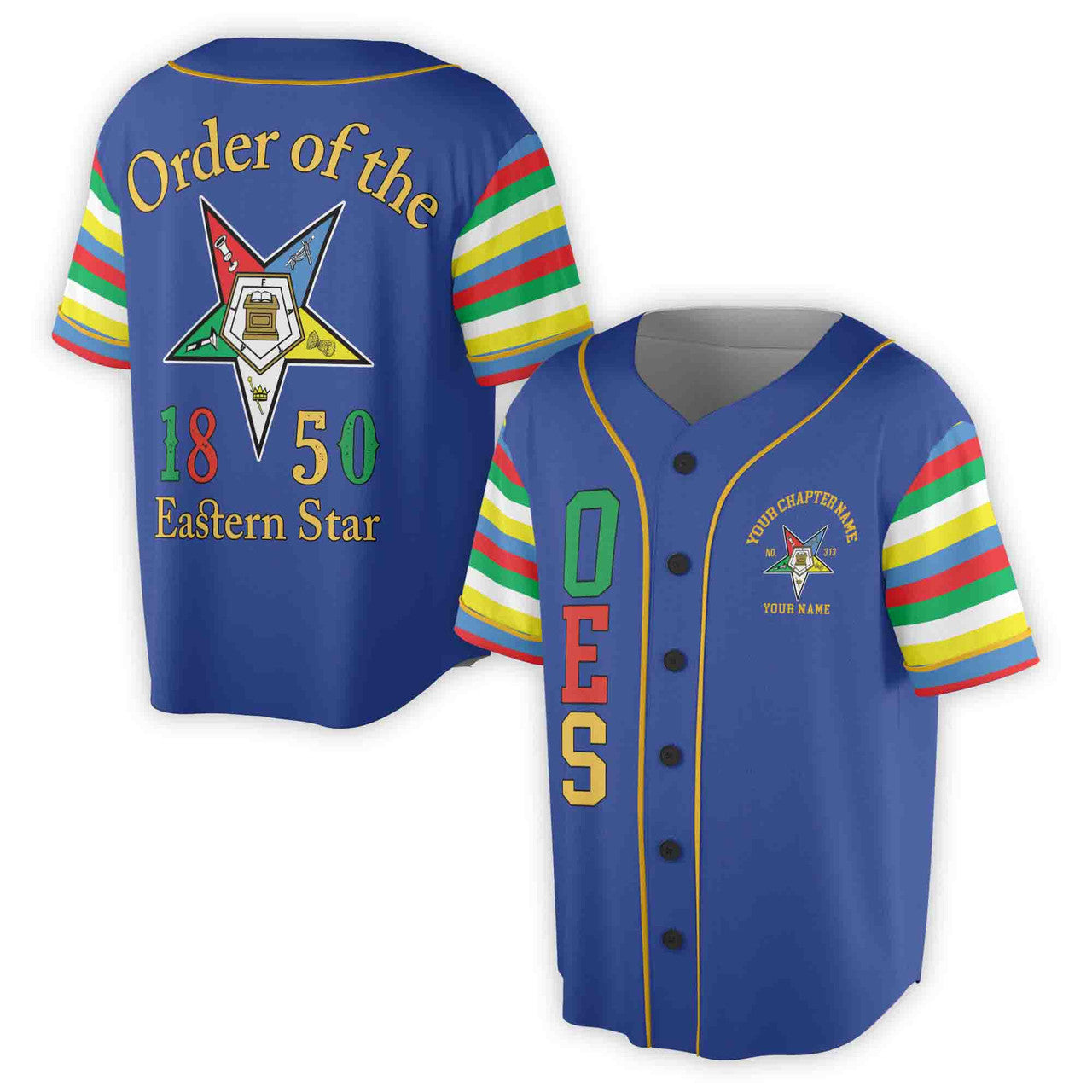 Custom Name Chapter Order of the Eastern Star Masonic OES Unisex Baseball Jersey S-5XL - FUKAMASONIC