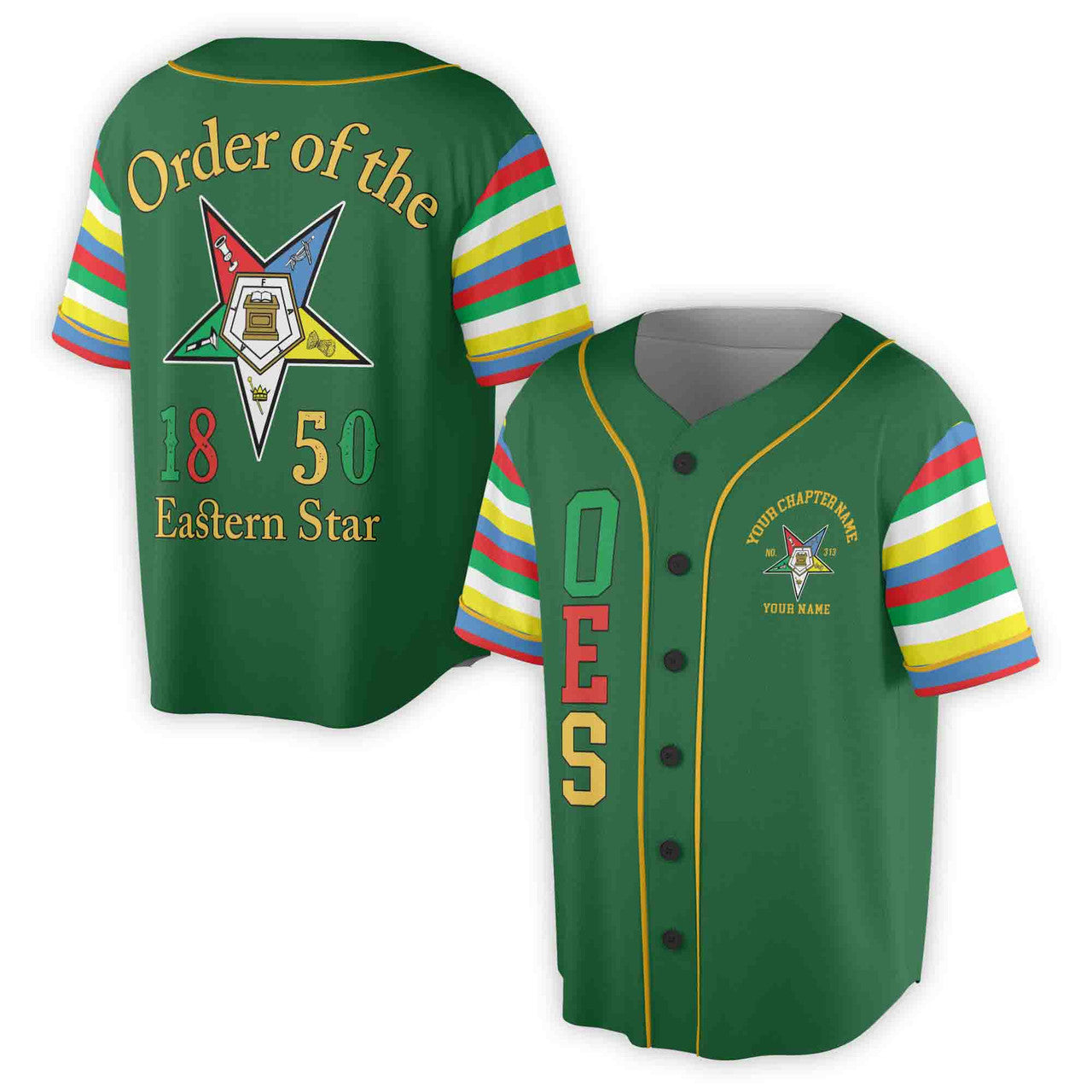 Custom Name Chapter Order of the Eastern Star Masonic OES Unisex Baseball Jersey S-5XL - FUKAMASONIC
