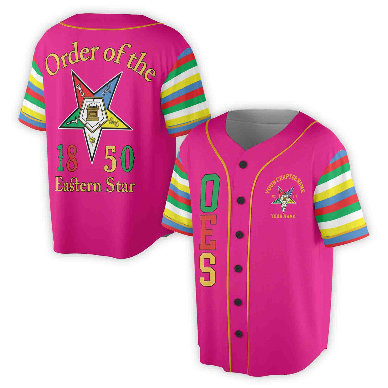 Custom Name Chapter Order of the Eastern Star Masonic OES Unisex Baseball Jersey S-5XL - FUKAMASONIC