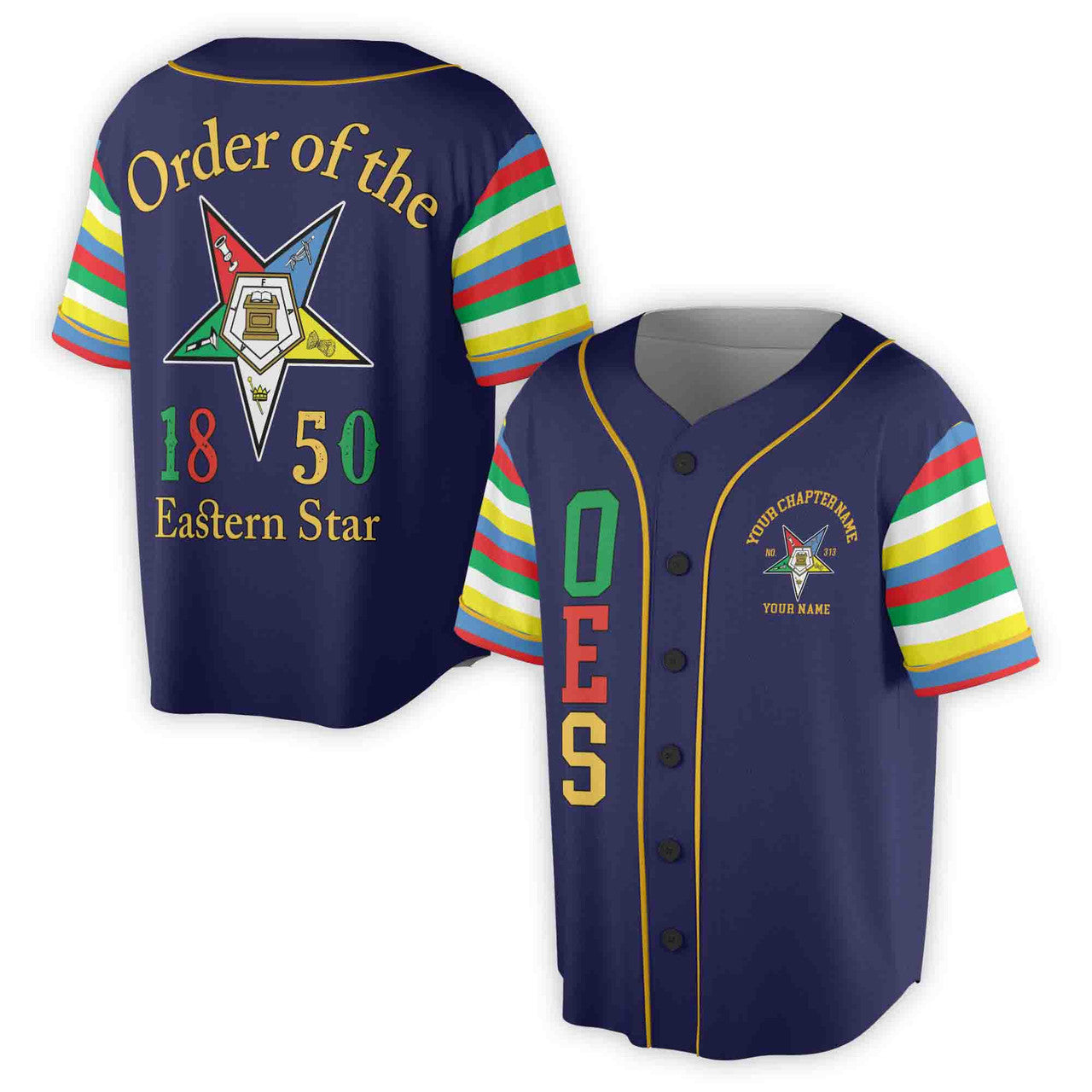 Custom Name Chapter Order of the Eastern Star Masonic OES Unisex Baseball Jersey S-5XL - FUKAMASONIC