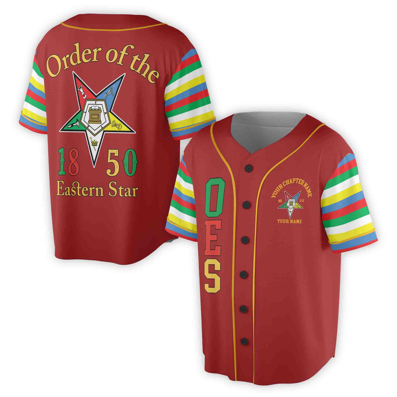 Custom Name Chapter Order of the Eastern Star Masonic OES Unisex Baseball Jersey S-5XL - FUKAMASONIC