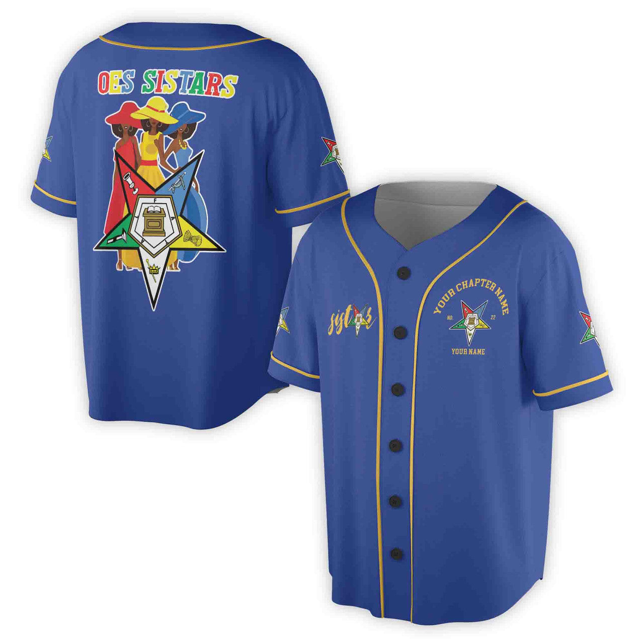 Custom Name Chapter Name OES Sistars Order Of The Eastern Star Baseball Jersey - FUKAMASONIC