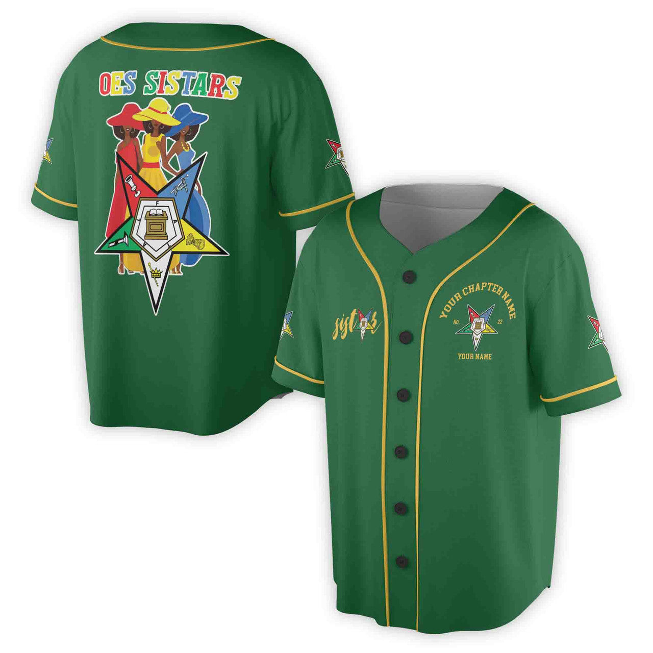 Custom Name Chapter Name OES Sistars Order Of The Eastern Star Baseball Jersey - FUKAMASONIC