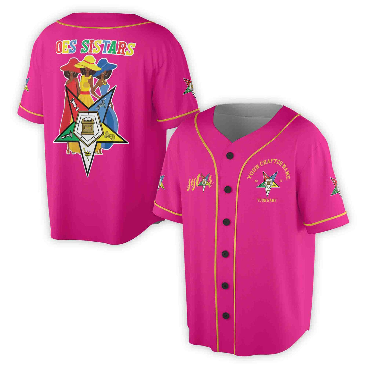 Custom Name Chapter Name OES Sistars Order Of The Eastern Star Baseball Jersey - FUKAMASONIC
