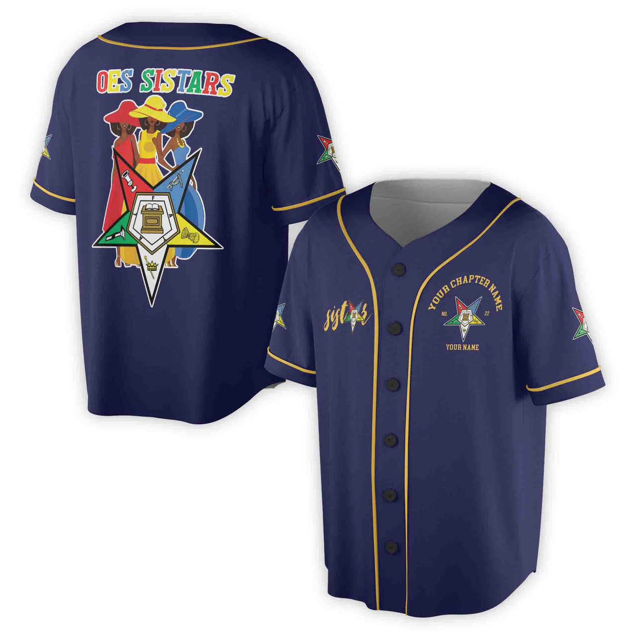 Custom Name Chapter Name OES Sistars Order Of The Eastern Star Baseball Jersey - FUKAMASONIC
