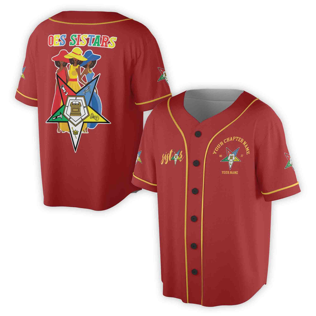 Custom Name Chapter Name OES Sistars Order Of The Eastern Star Baseball Jersey - FUKAMASONIC
