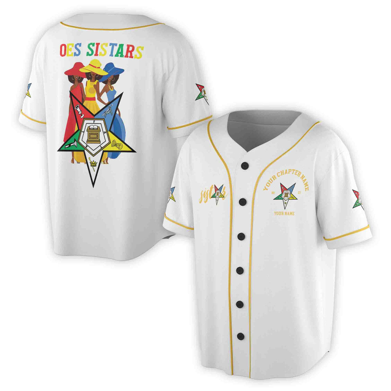 Custom Name Chapter Name OES Sistars Order Of The Eastern Star Baseball Jersey - FUKAMASONIC