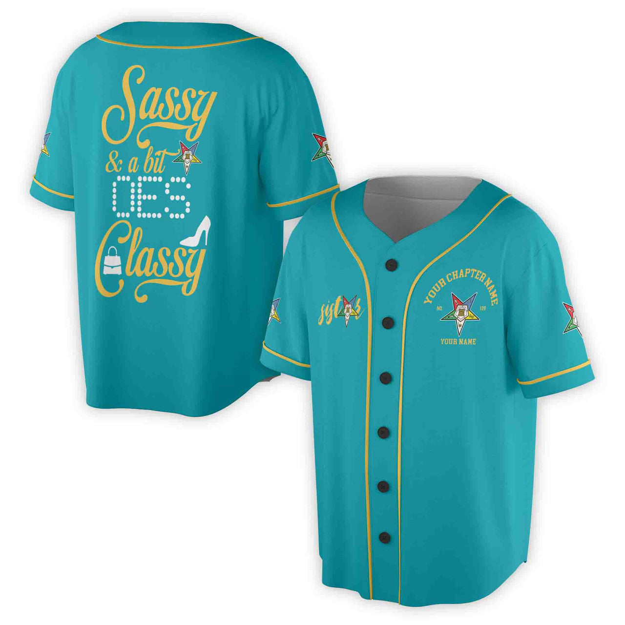Custom Name Chapter Name OES Sassy and Classy Unisex Baseball Jersey S-5XL - FUKAMASONIC