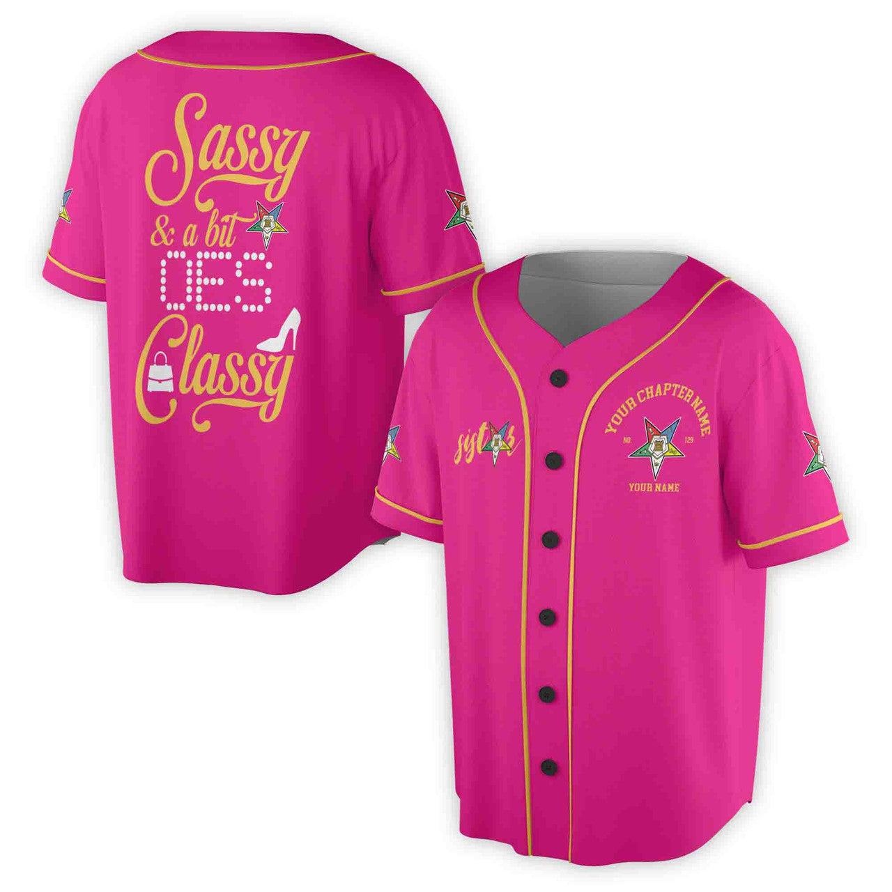 Custom Name Chapter Name OES Sassy and Classy Unisex Baseball Jersey S-5XL - FUKAMASONIC