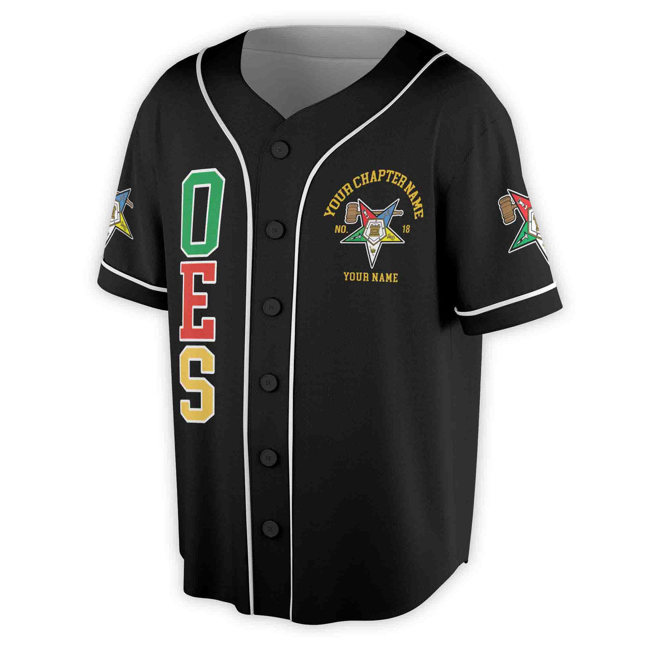 Custom Name Order of the Eastern Star Past Matron OES Gavel Unisex Baseball Jersey S-5XL - FUKAMASONIC