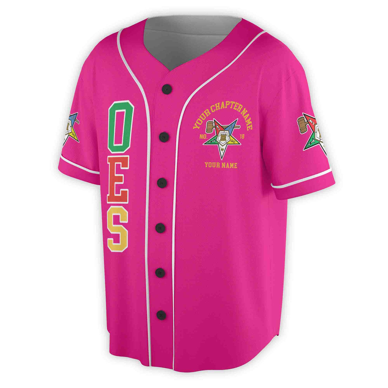 Custom Name Order of the Eastern Star Past Matron OES Gavel Unisex Baseball Jersey S-5XL - FUKAMASONIC