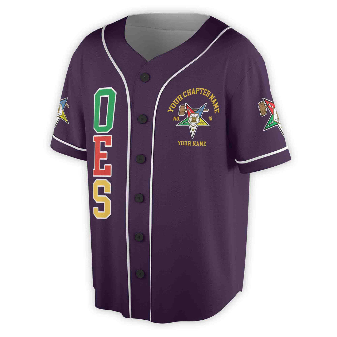 Custom Name Order of the Eastern Star Past Matron OES Gavel Unisex Baseball Jersey S-5XL - FUKAMASONIC