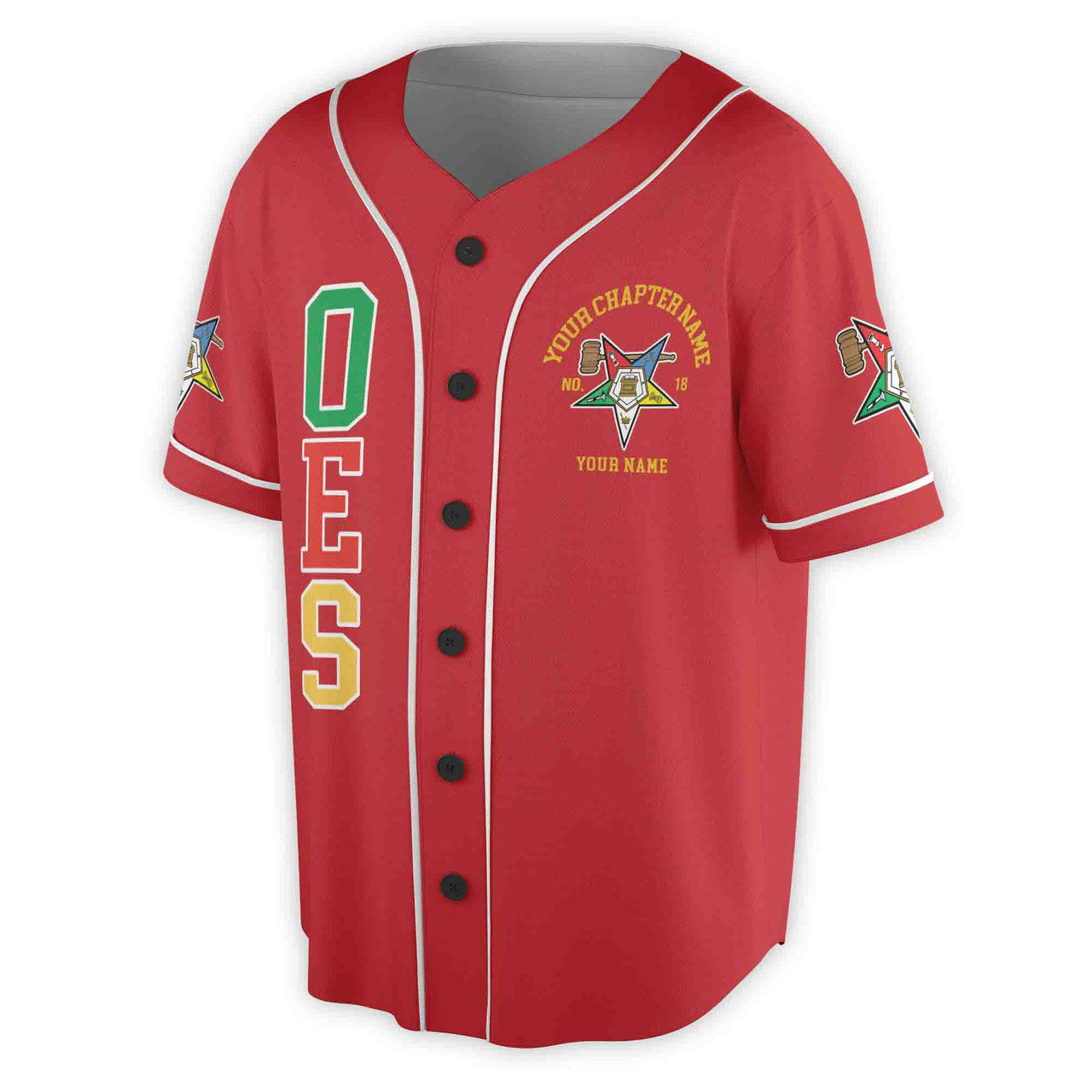 Custom Name Order of the Eastern Star Past Matron OES Gavel Unisex Baseball Jersey S-5XL - FUKAMASONIC