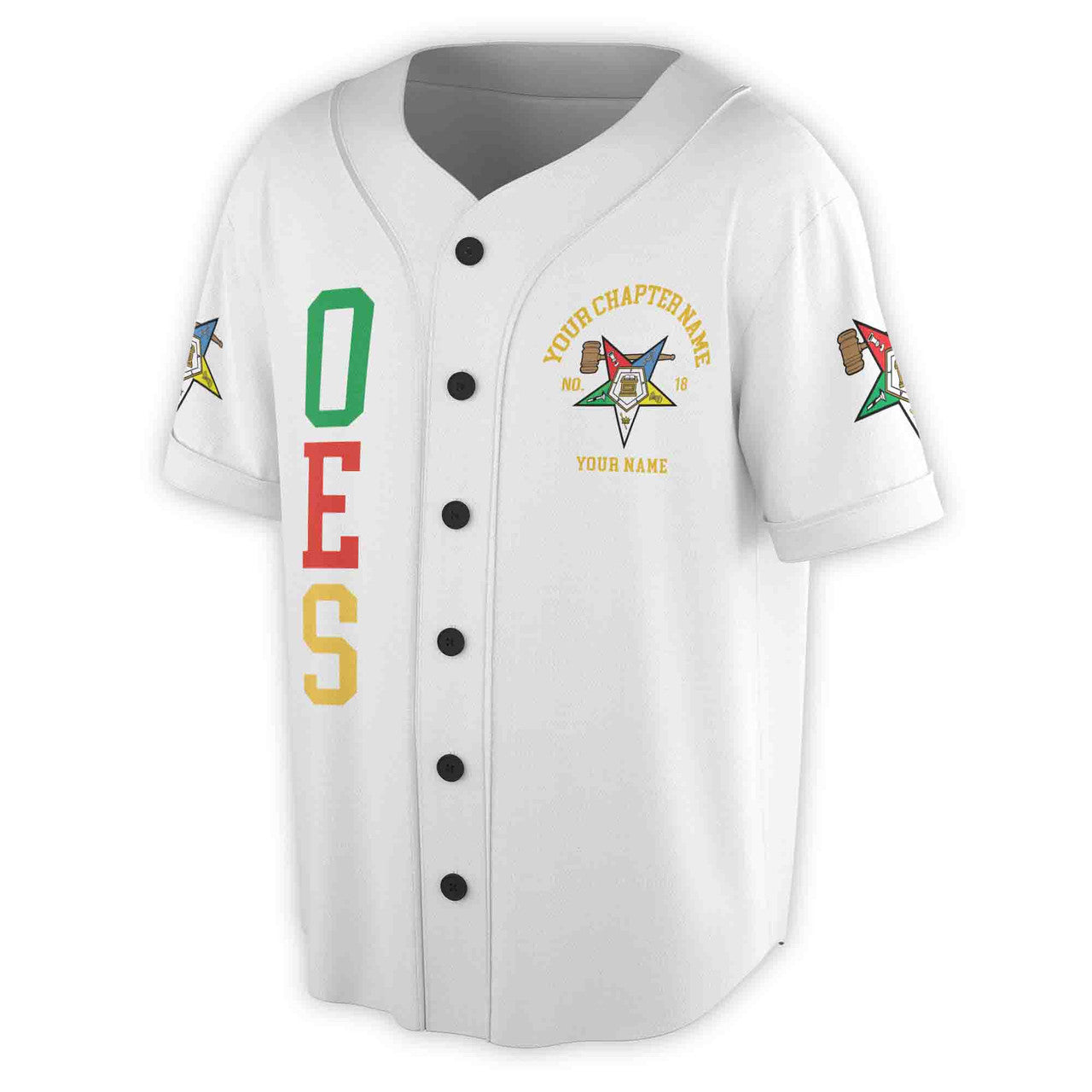 Custom Name Order of the Eastern Star Past Matron OES Gavel Unisex Baseball Jersey S-5XL - FUKAMASONIC