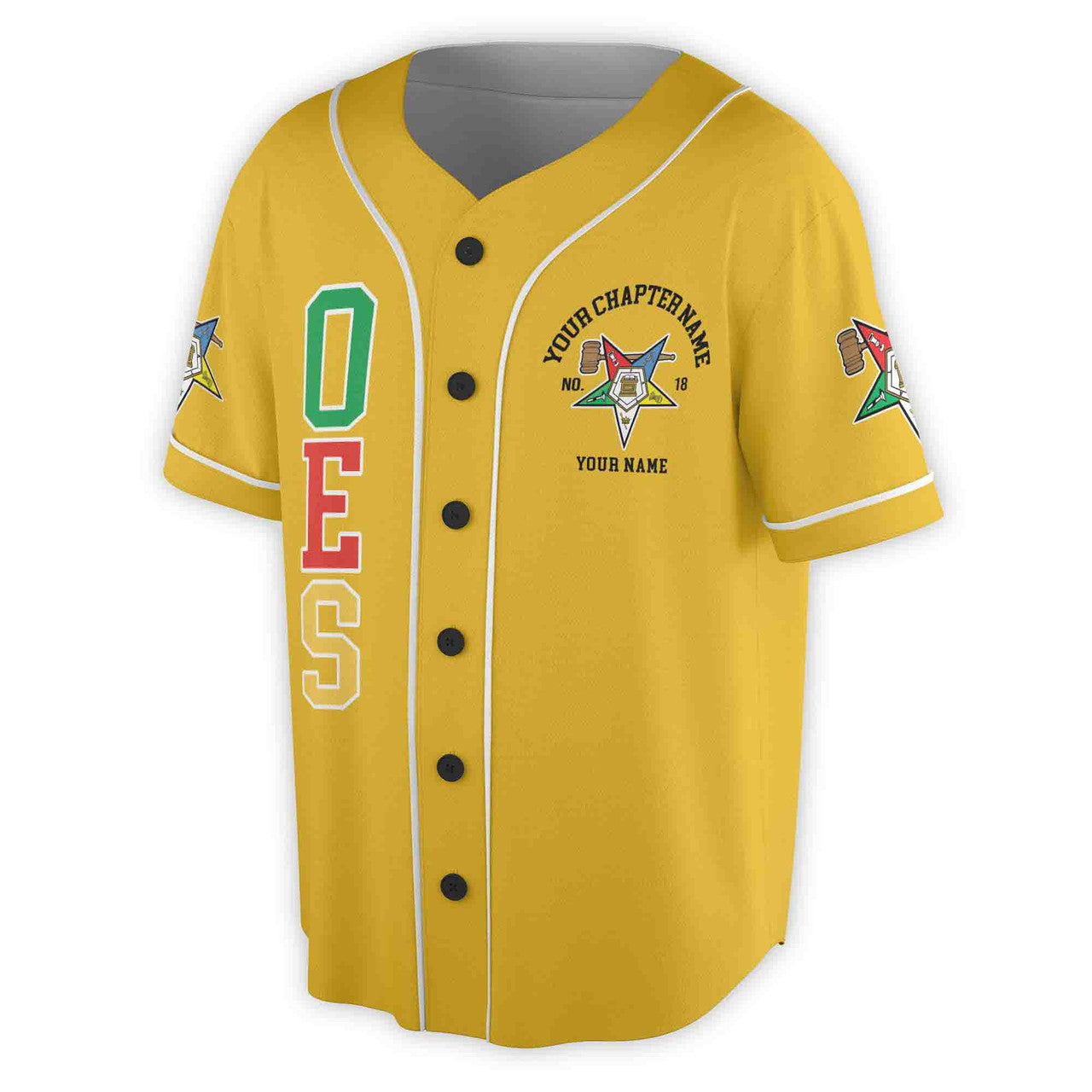 Custom Name Order of the Eastern Star Past Matron OES Gavel Unisex Baseball Jersey S-5XL - FUKAMASONIC