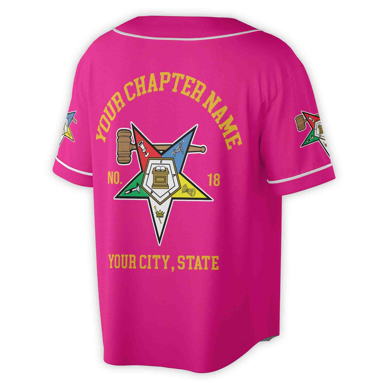 Custom Name Order of the Eastern Star Past Matron OES Gavel Unisex Baseball Jersey S-5XL - FUKAMASONIC