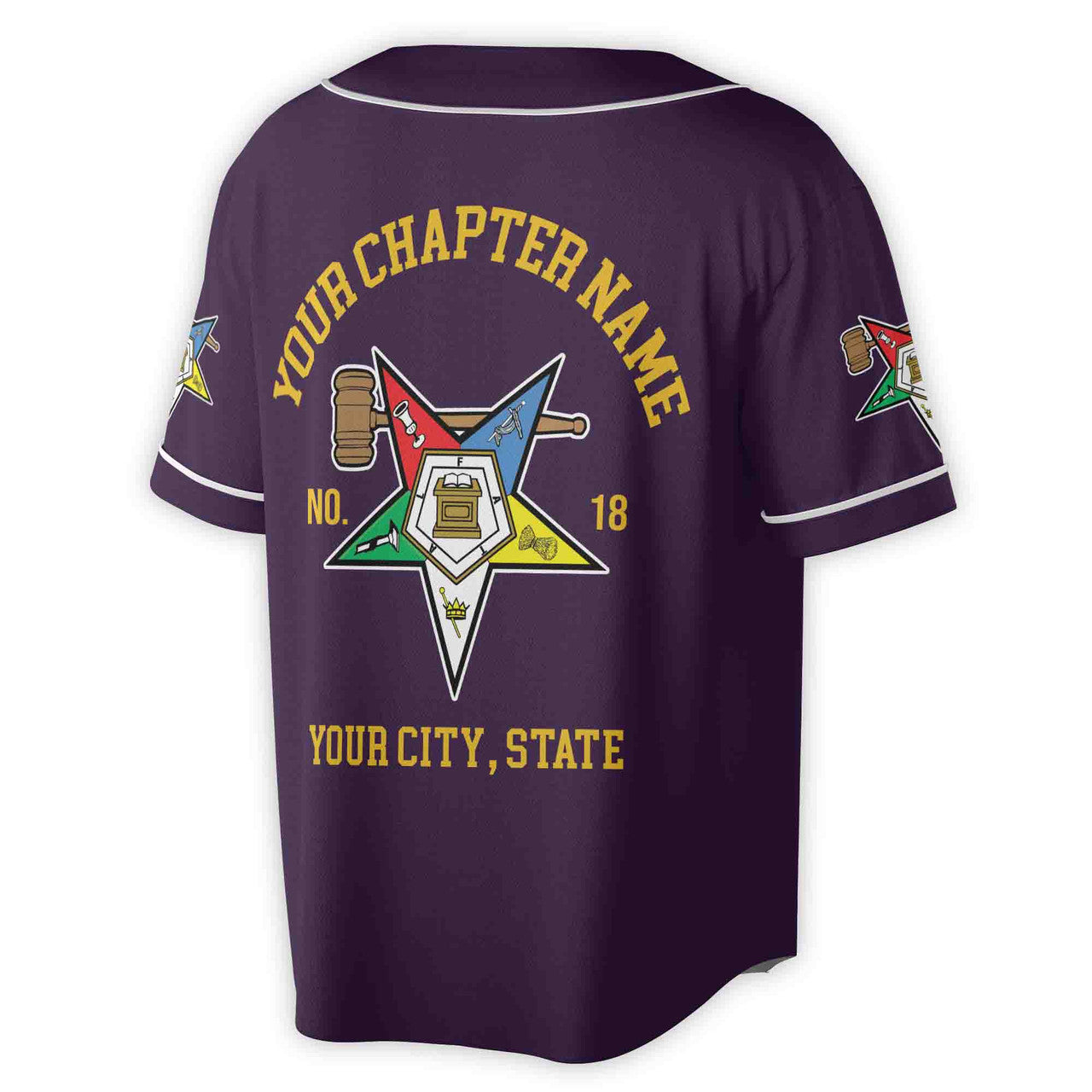 Custom Name Order of the Eastern Star Past Matron OES Gavel Unisex Baseball Jersey S-5XL - FUKAMASONIC