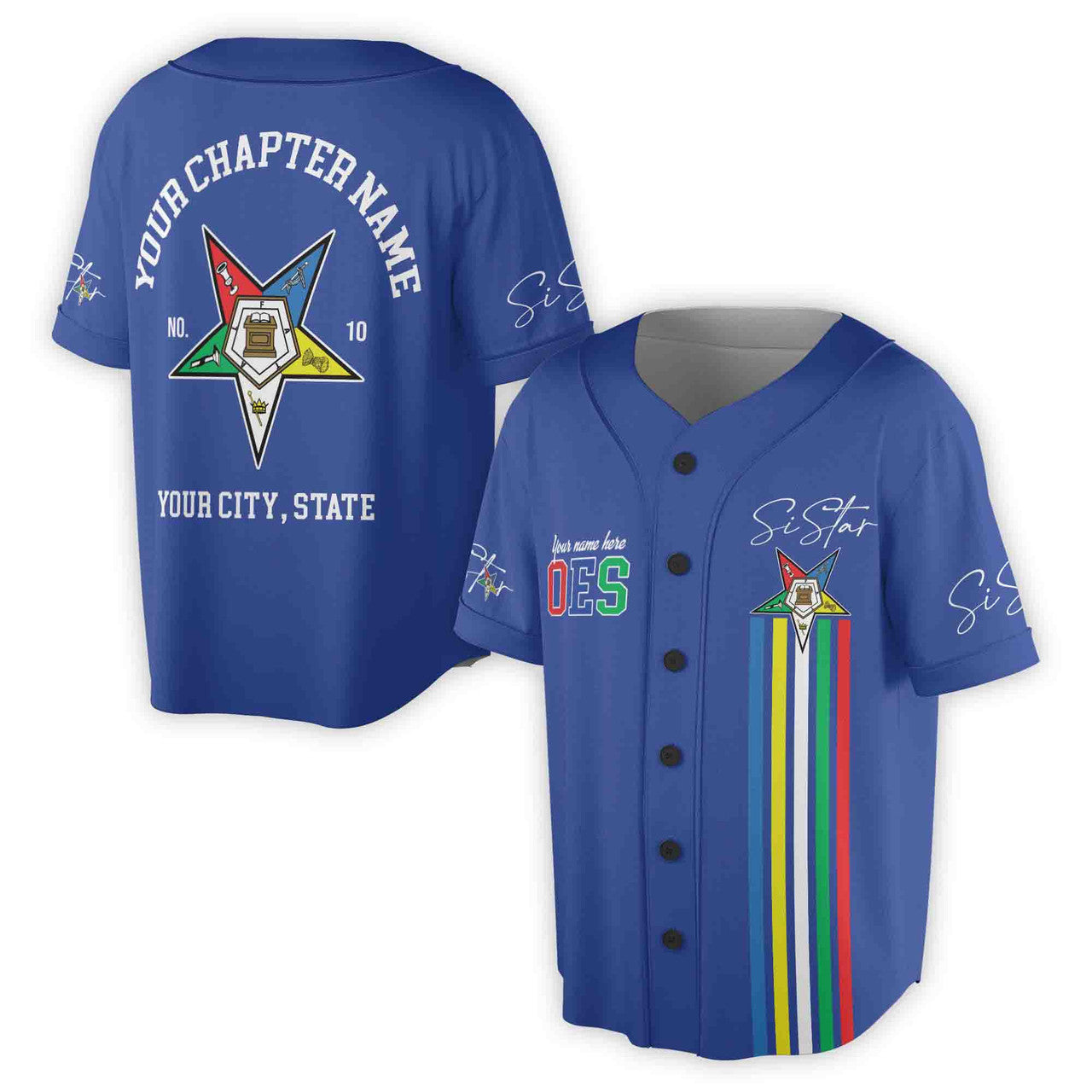 Custom Name Chapter Name Order of the Eastern Star Sistar OES AF&AM Unisex Baseball Jersey S-5XL - FUKAMASONIC