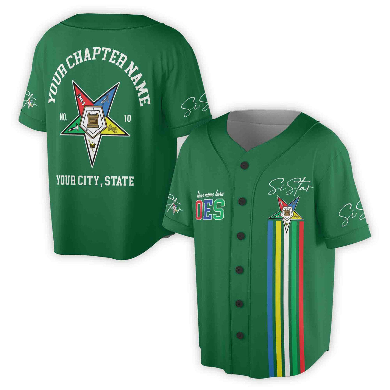 Custom Name Chapter Name Order of the Eastern Star Sistar OES AF&AM Unisex Baseball Jersey S-5XL - FUKAMASONIC