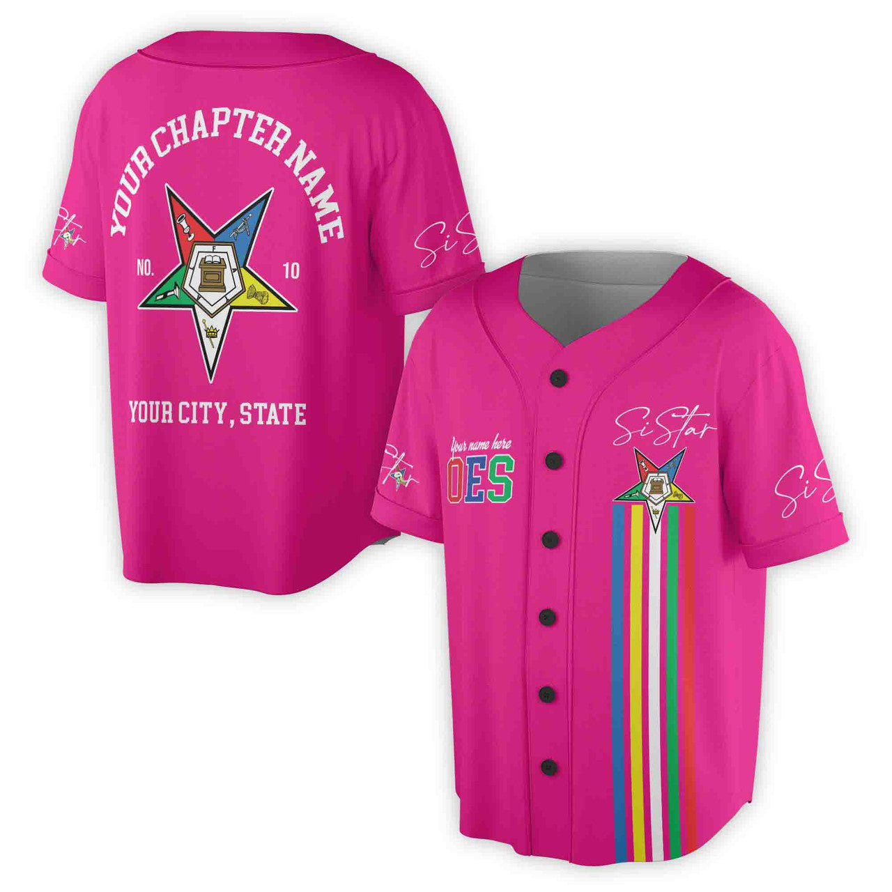 Custom Name Chapter Name Order of the Eastern Star Sistar OES AF&AM Unisex Baseball Jersey S-5XL - FUKAMASONIC