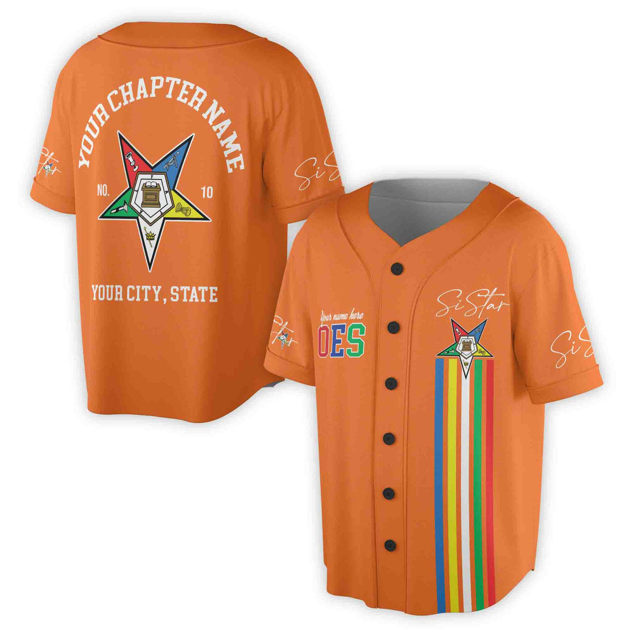 Custom Name Chapter Name Order of the Eastern Star Sistar OES AF&AM Unisex Baseball Jersey S-5XL - FUKAMASONIC