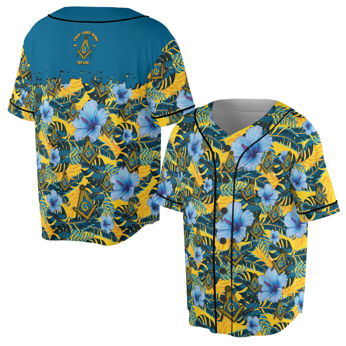 Personalized Masonic Freemason Tropical Floral Baseball Jersey S-5XL