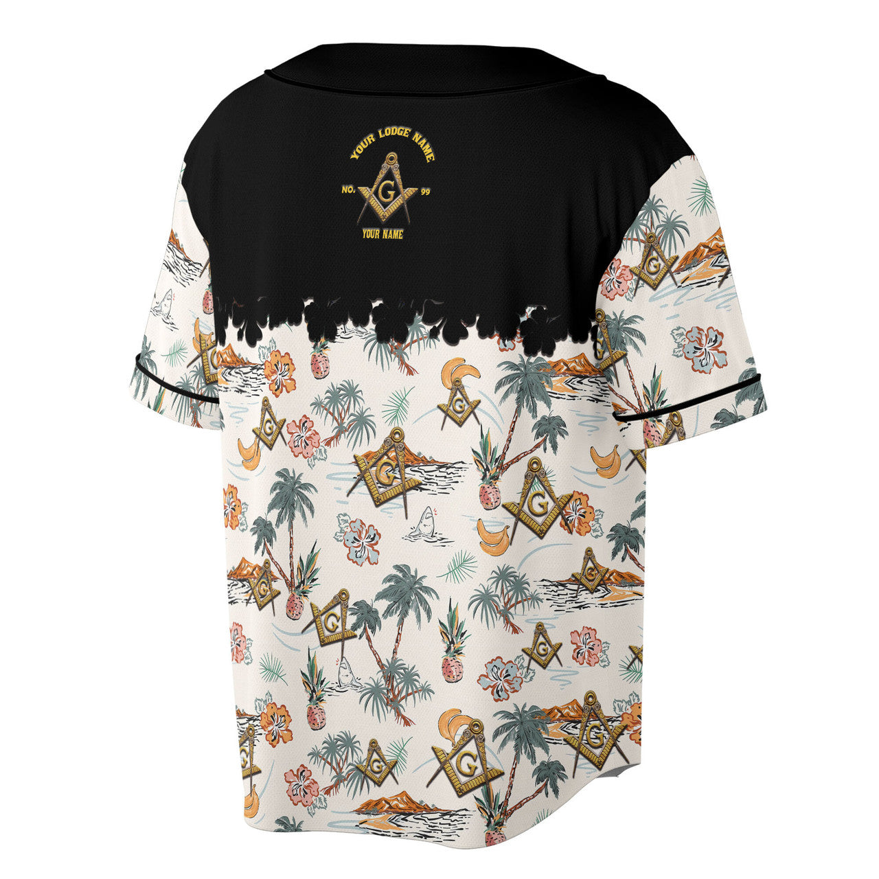 Personalized Masonic Master Mason Tropical Pattern Baseball Jersey S-5XL - FUKAMASONIC