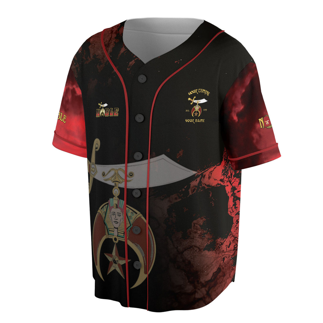 Customized Grunge Noble Shriners Dark Moon Baseball Jersey S-5XL