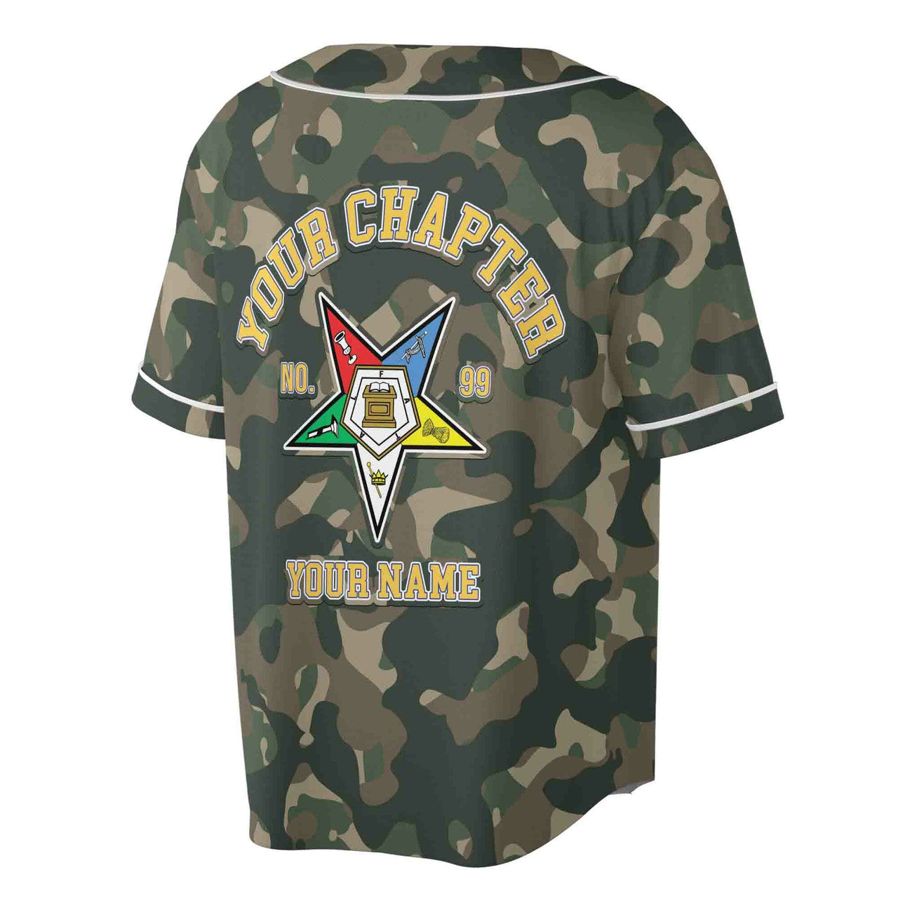 Customized Camo OES Order of the Eastern Star Baseball Jersey S-5XL S-5XL - FUKAMASONIC
