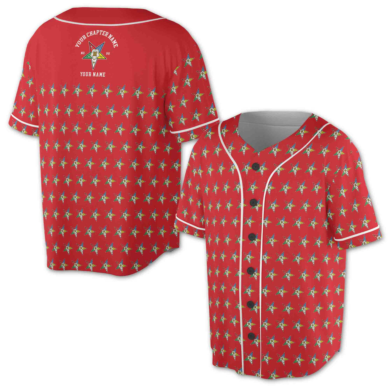 Custom OES Order of The Eastern Star Masonic Multi-color Baseball Jersey S-5Xl - FUKAMASONIC