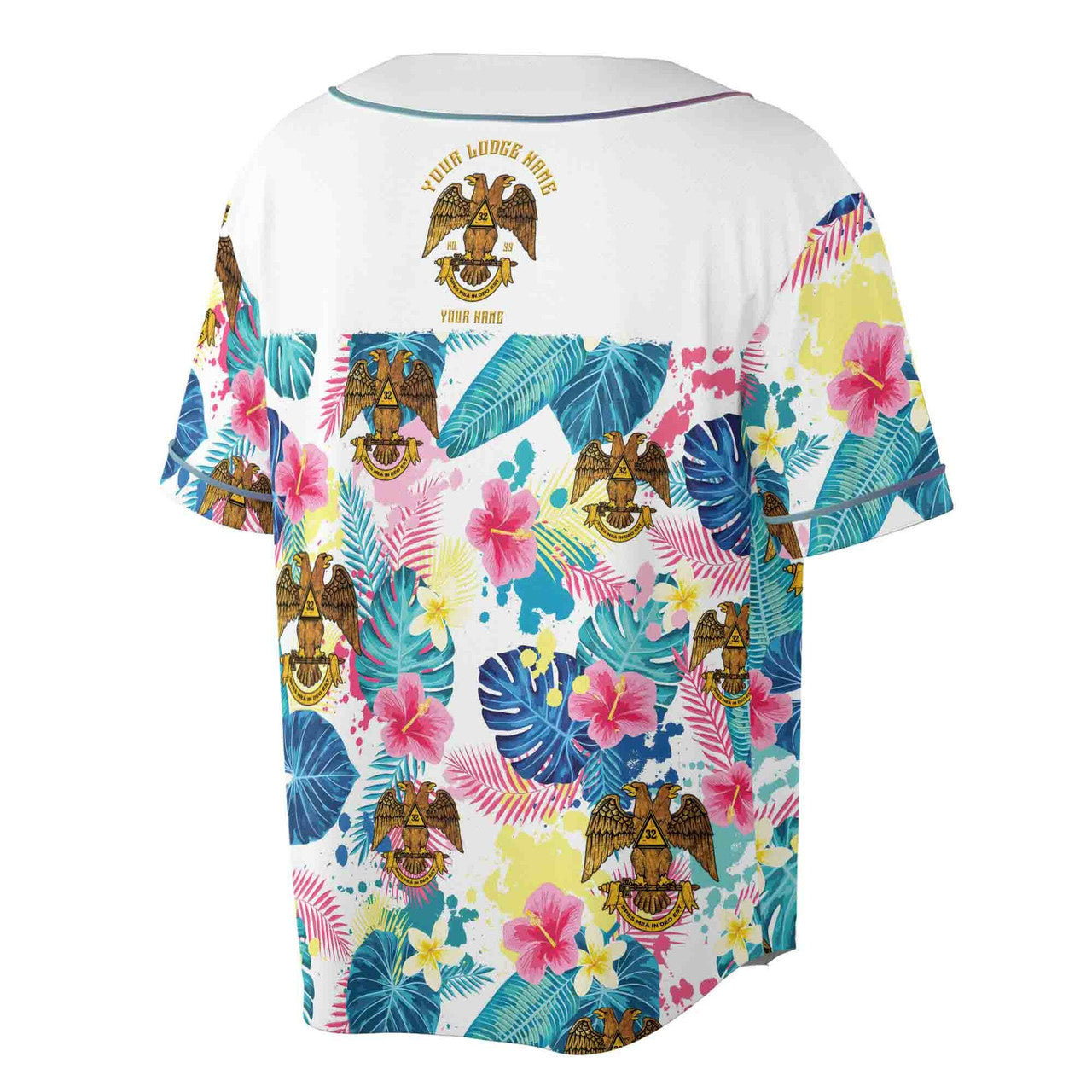 Customized Scottish Rite 32 Colorful Palm Leaf Baseball Jersey S-5XL - FUKAMASONIC