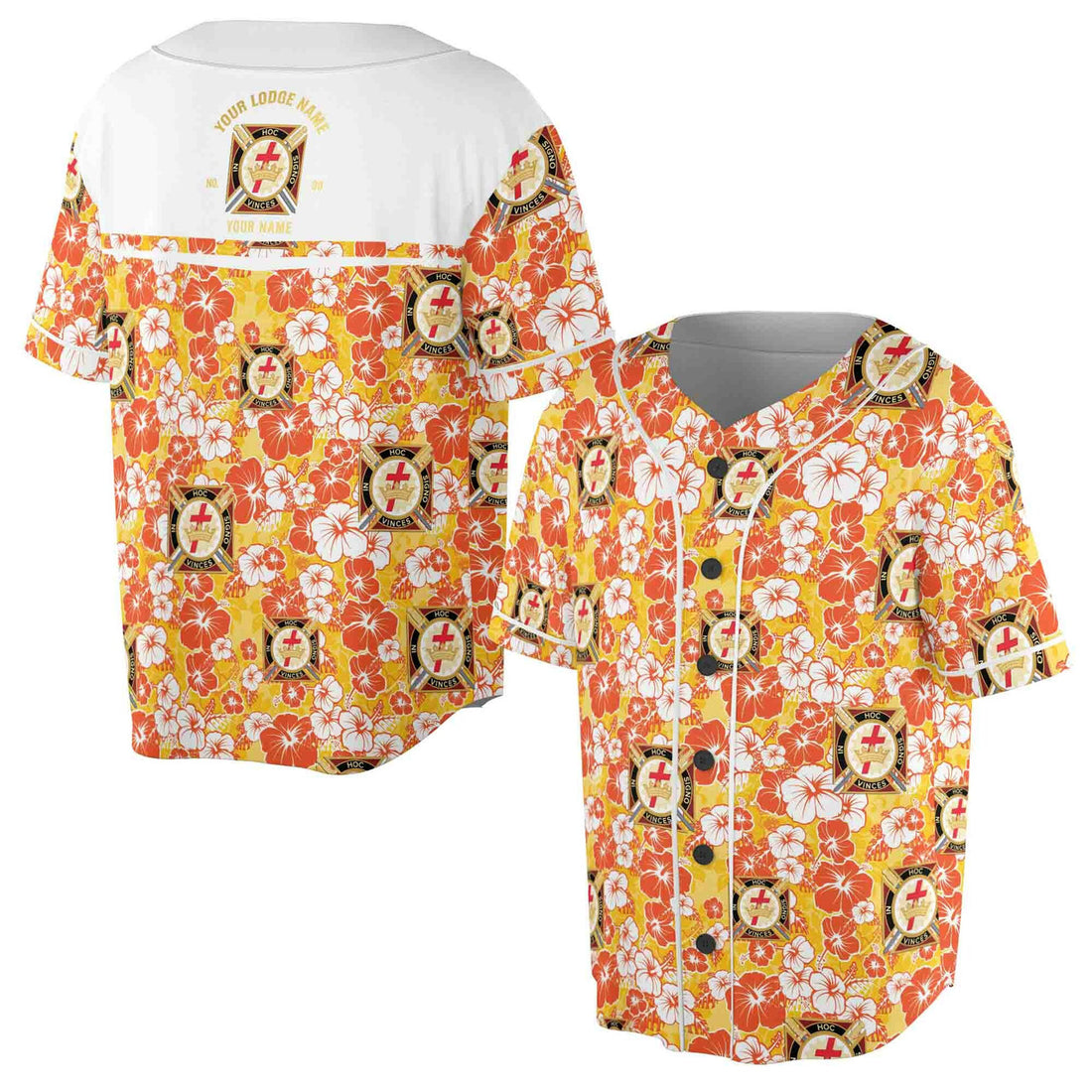 Customized Knights Templar Commandery Masonry Floral Baseball Jersey S-5XL
