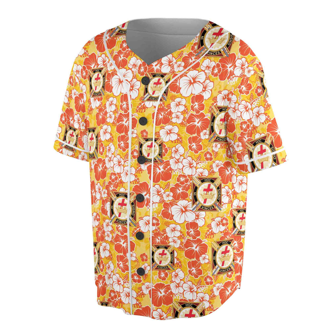Customized Knights Temple Commandery Masonry Floral Baseball Jersey S-5XL - FUKAMASONIC