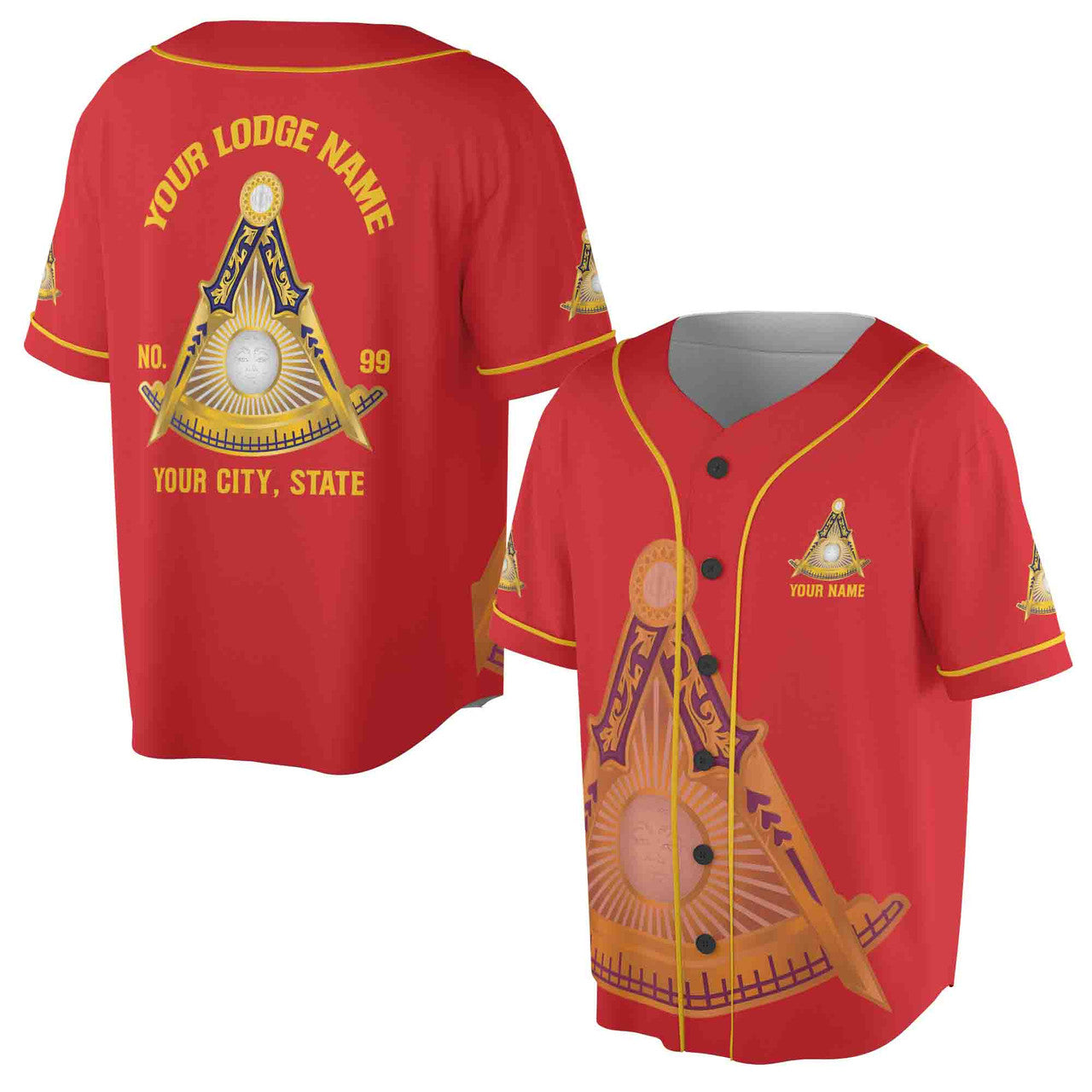 Customized Freemasonry Past Master Masonic Multi-color Baseball Jersey S-5XL - FUKAMASONIC