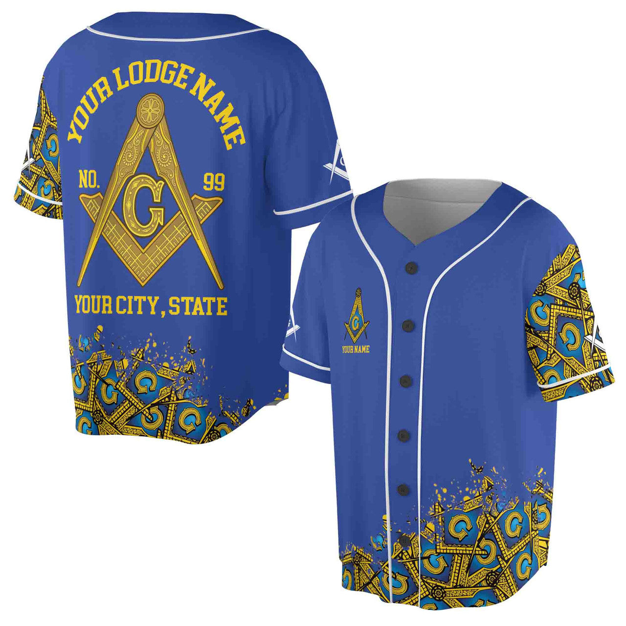 Customized Blue Lodge Master Mason Mansonic Baseball Jersey S-5XL - FUKAMASONIC